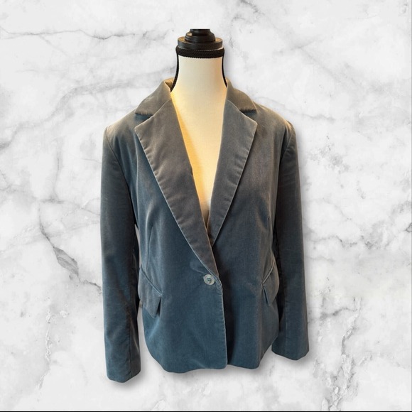 Lafayette 148 New York Gray-Green velvet one button blazer 12p